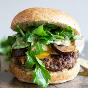 Vegetarian Burger with Beans and Salad